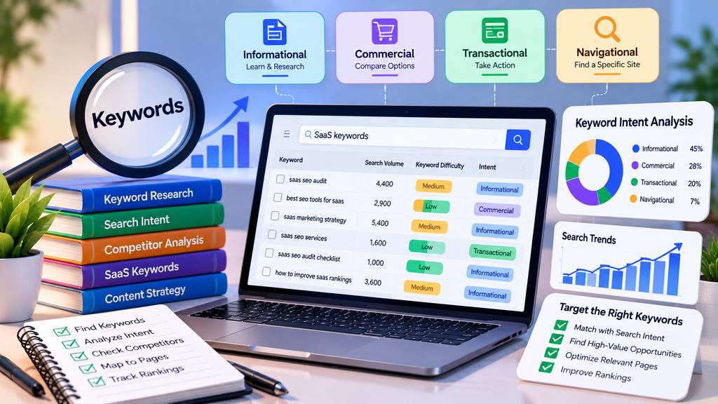 Keyword targeting and search intent analysis for improving SaaS SEO rankings