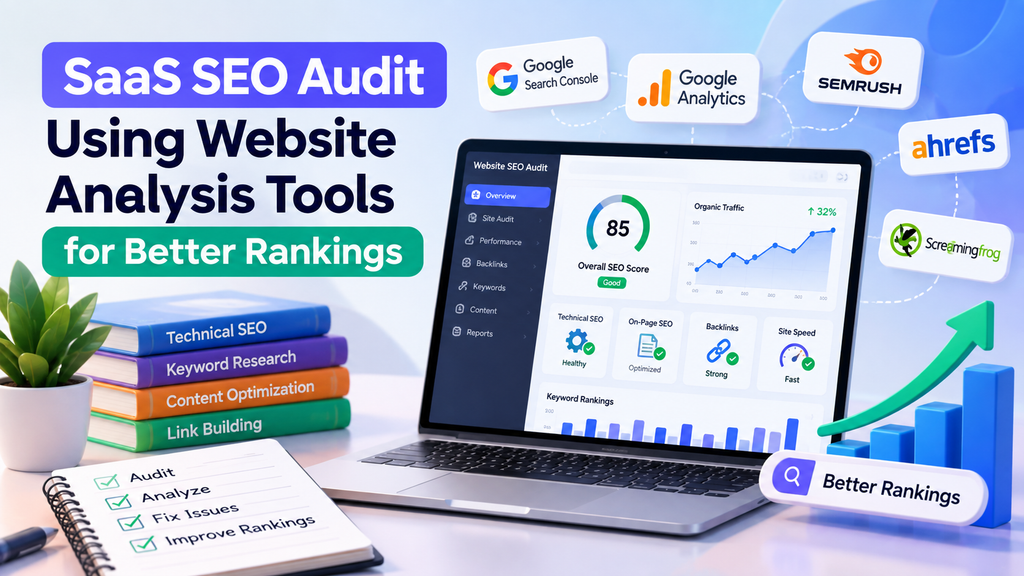 SaaS SEO audit using website analysis tools to improve search rankings and organic performance.